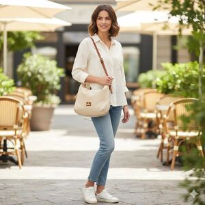 NWT Valentina Latte Pebbled Leather Hobo Italy